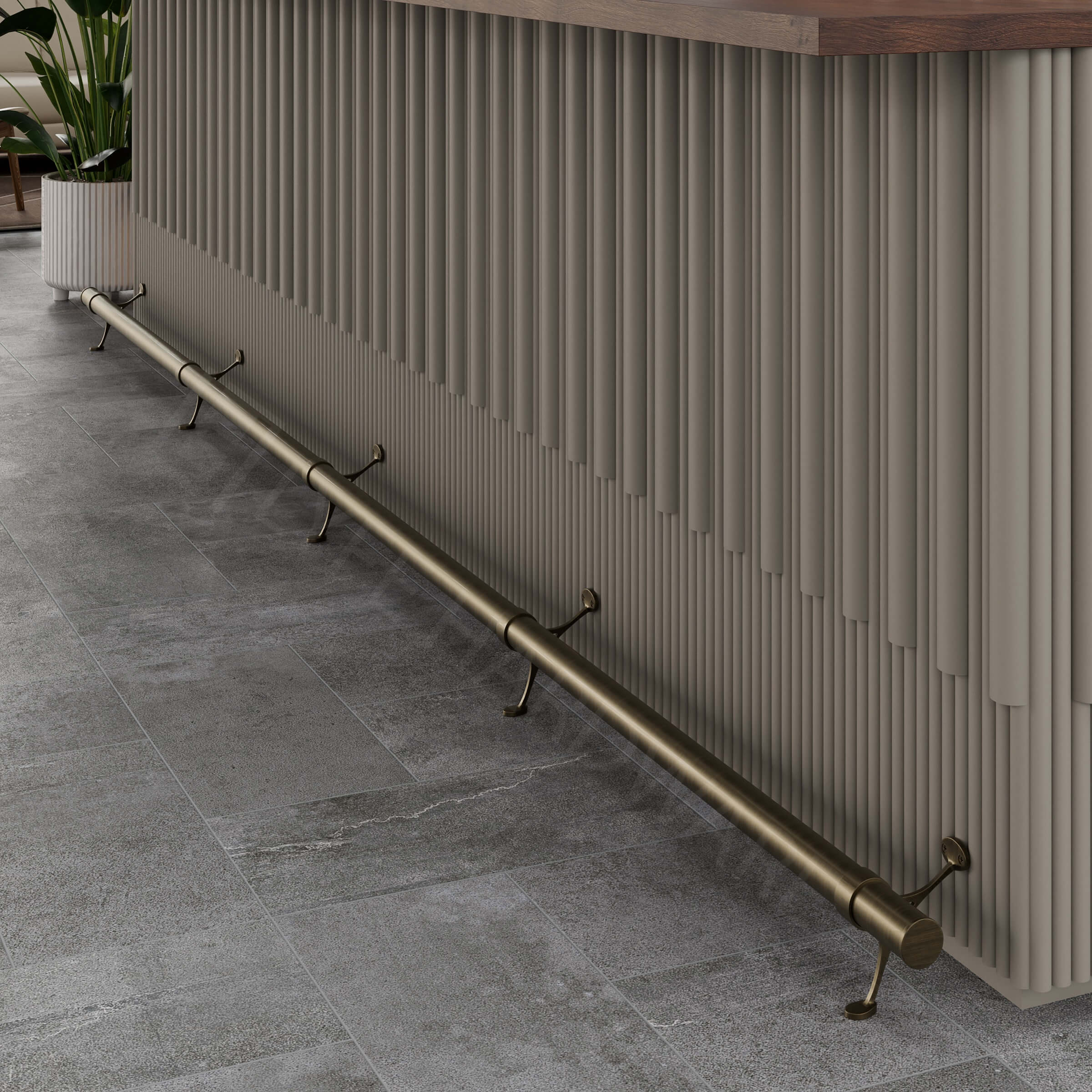 Custom Antique Brass Bar Foot Rail Kit