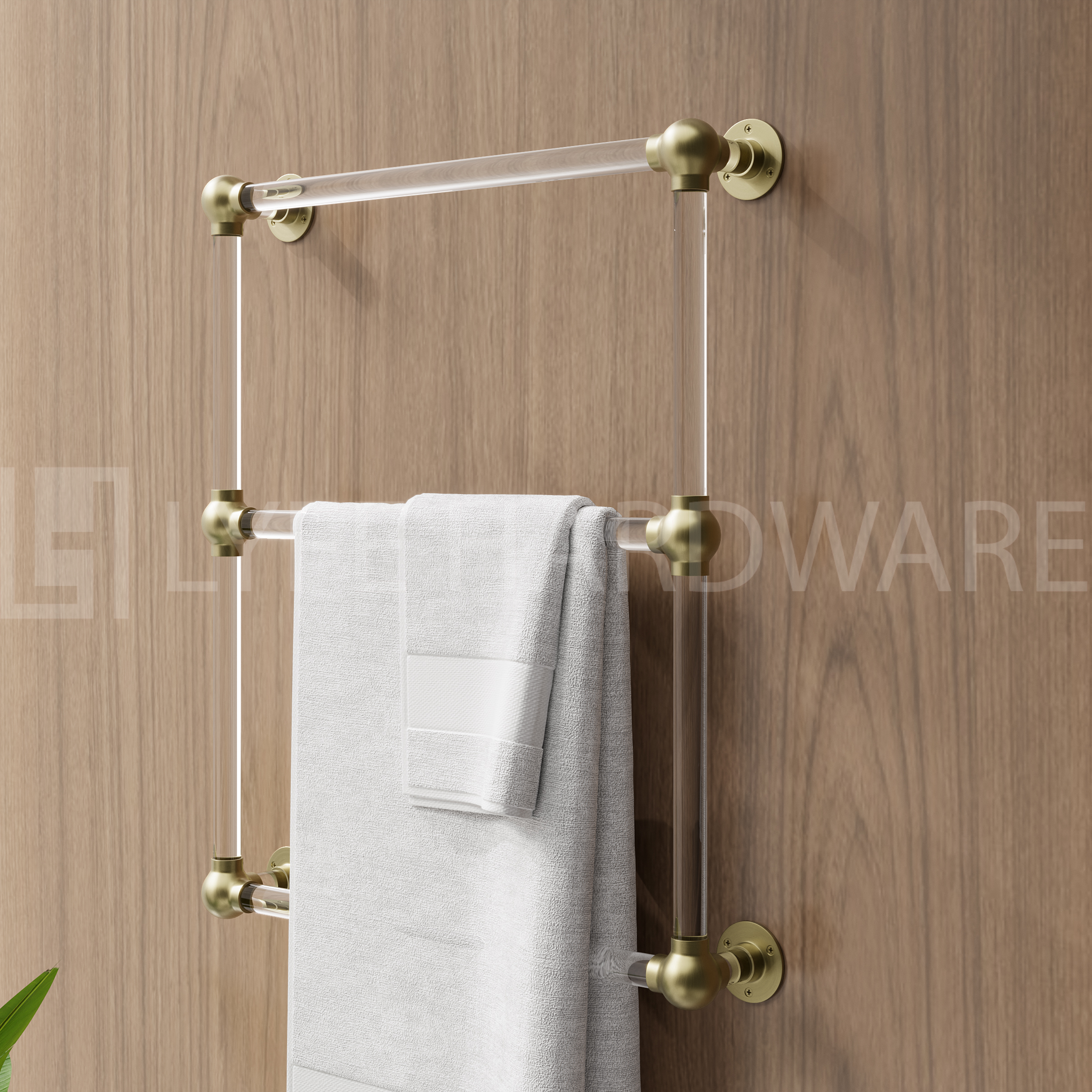Acrylic Lucite Three Bar Bathroom Towel Rack