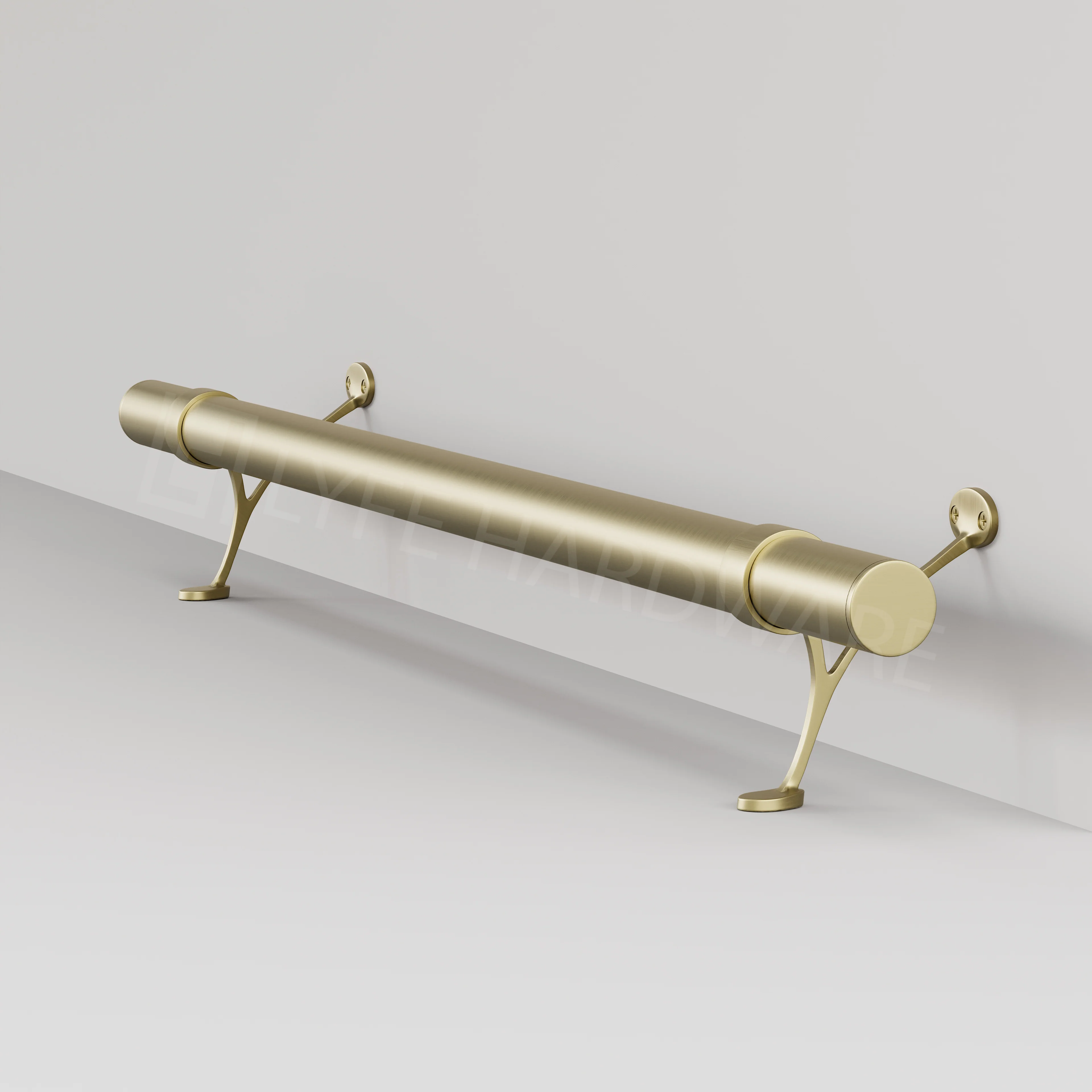 Custom Satin Brass Bar Foot Rail Kit
